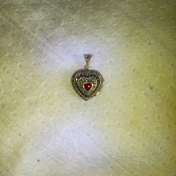 Sterling Garnet Heart Locket 