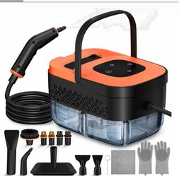 Portable Steam Cleaner, 1500W, 16 Accessories, Orange