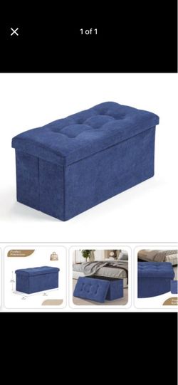 NEW Navy Athena Collection 30" Storage Ottoman Bench! Navy