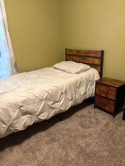 Rustic Industrial look Twin Bed Frame with Headboard