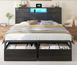 QUEEN STORAGE BED + MATRESS