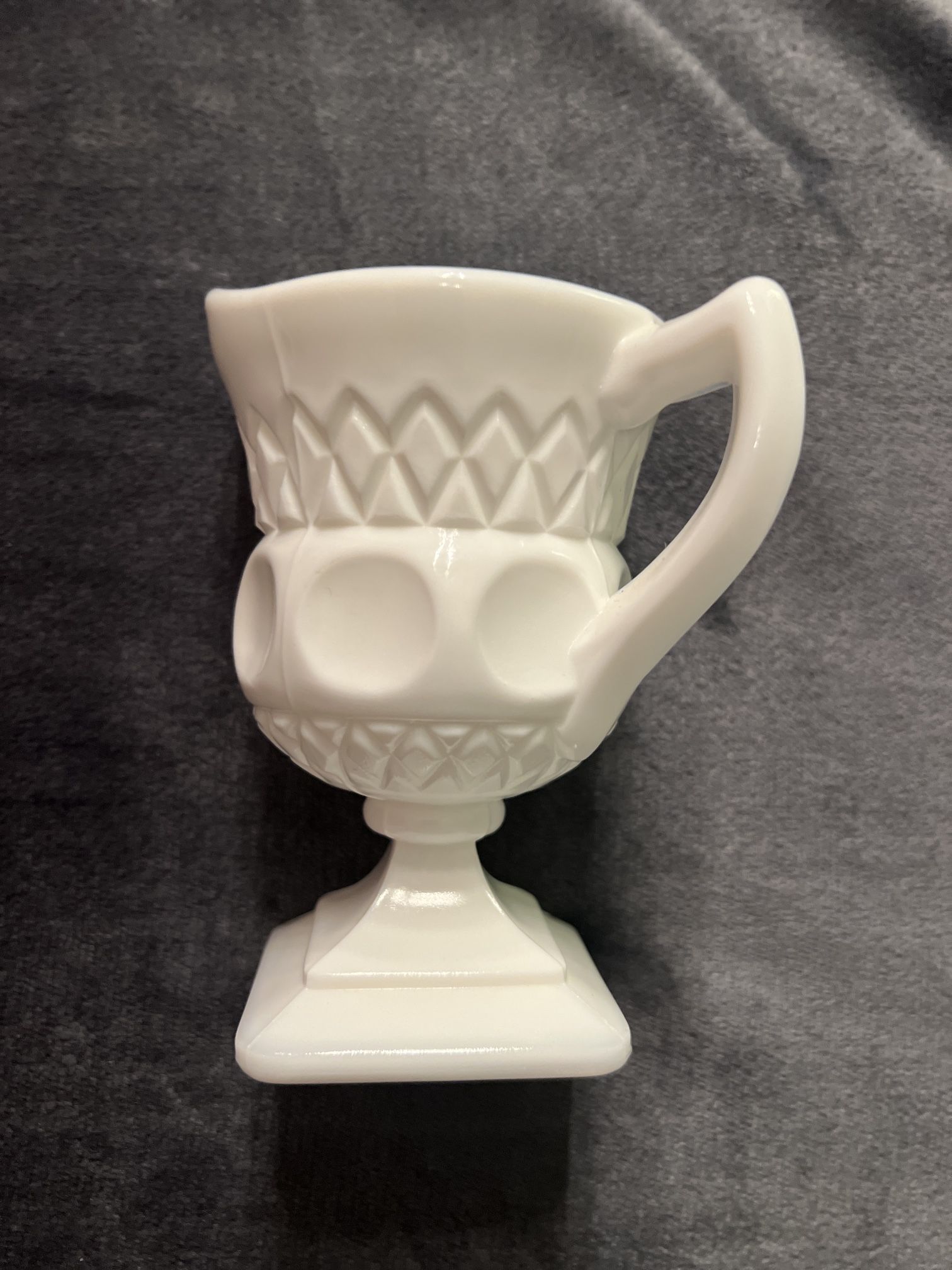 Vintage Fenton Milk Glass Creamer. White Thumb Print Serving Dish. Collectible Glass.
