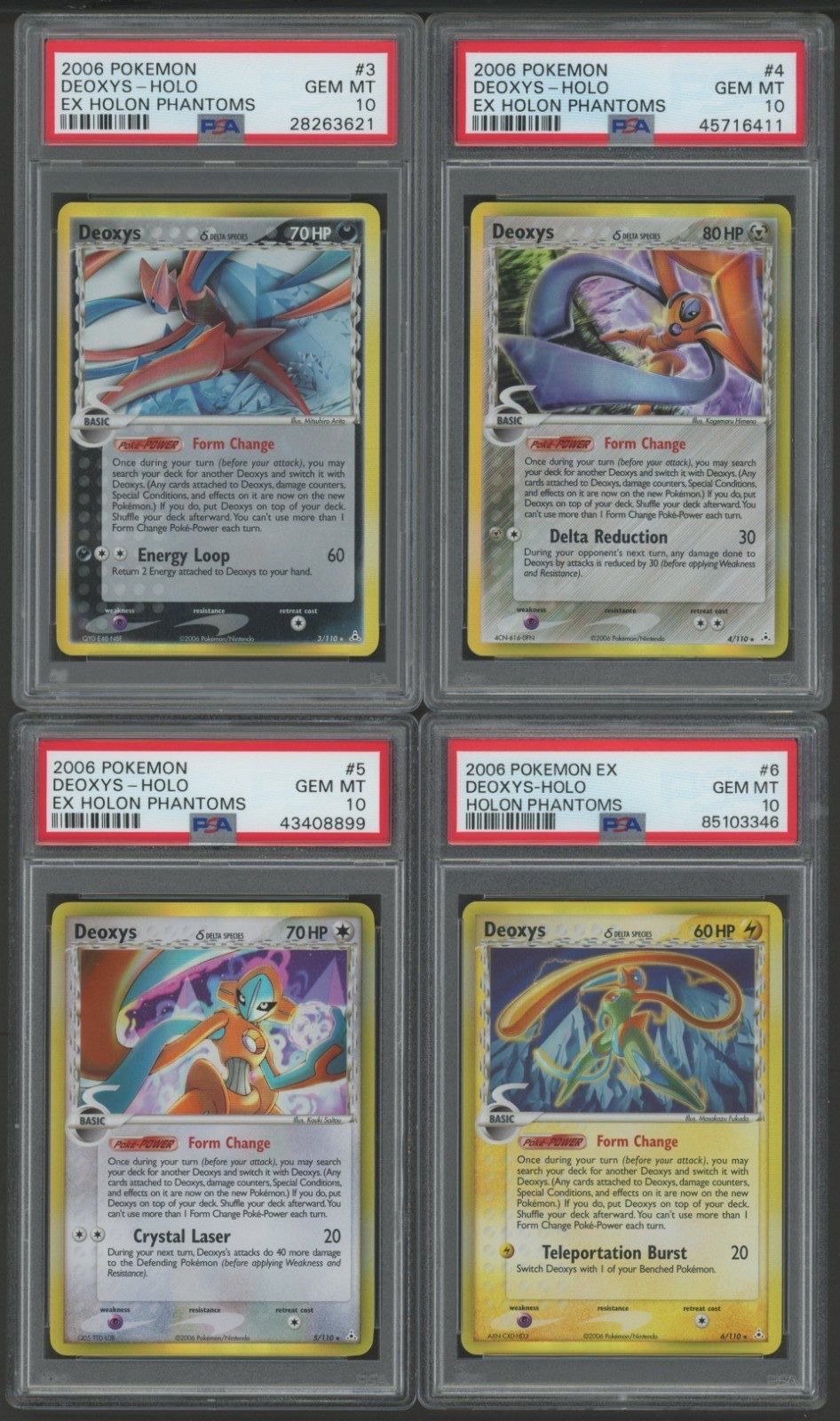 2006 Pokemon Deoxys Holo Holon Phantoms #3 #4 #5 #6 PSA 10 - 4 Card Set Lot