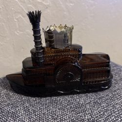 Vintage 1970s Avon Side Wheeler Steamboat Wild Country empty Decanter Brown 