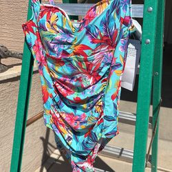 Colorful One Piece Bathing Suit With Tags 