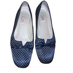 Talbots Womens Sz 10 Navy Blue White Polka-Dot Made In Italy Dress Shoes