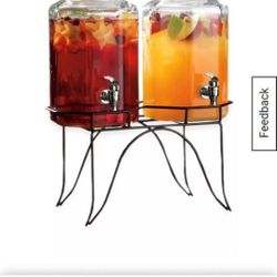 Del Sol Twin 2 Gallon Capacity Drink Dispenser, Heavy Glass
