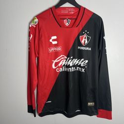 Atlas FC Jersey Mens Large Red Black Charly 23-24 Futbol Mexico Liga MX