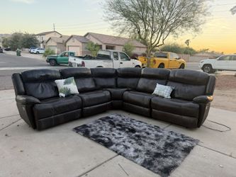 Leather Power Reclining Sectional Couch