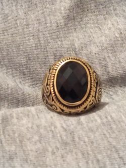 Stainless steel Black stone gold ring