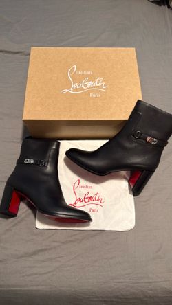 Christian Louboutin Black Leather Red Sole Ankle Boots – Women’s Designer
