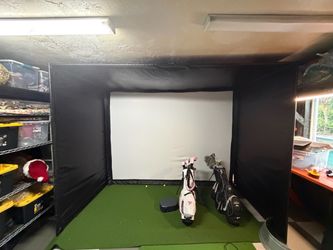 Indoor Golf Simulator Enclosure with Impact Screen and Rapsodo Launch Monitor