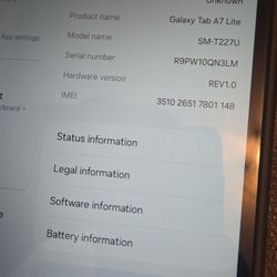 Samsung Tab A7 Lite + Case. For Parts