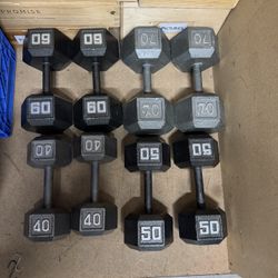 dumbbells (cast iron hexagonal)