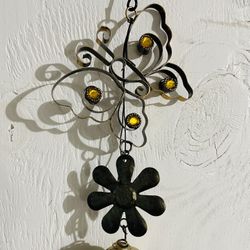 Bronze Butterfly Metal Wind Chime 28”