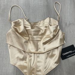 Silk corset champagne top