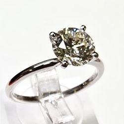 14k White Gold Solitaire 2 Carat Diamond 