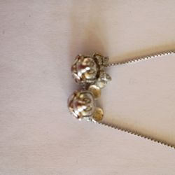 925 Sterling Silver Mickey Mouse And Minnie  Necklace