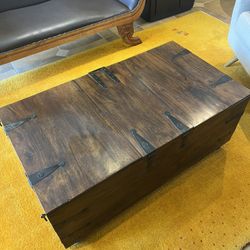 Crate & Barrel Solid Wood Trunk Coffee Table w/ Storage