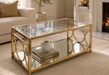 Olympia contemporary mirrored gold coffee table