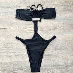 Matte Collection black cut out one piece bikini size M. 