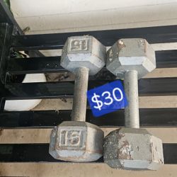 DUMBBELL 15 POUNDS $30 BOTH 