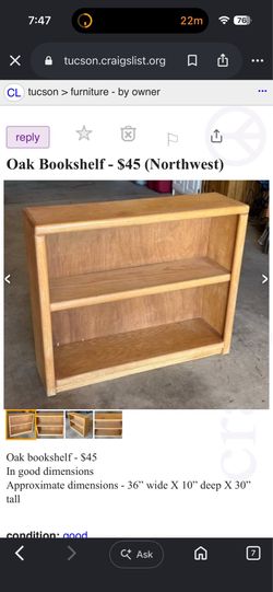 Oak wood bookshelf