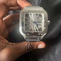 Cartier Santos Skeleton Stainless Steel Watch