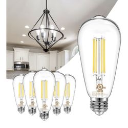 DAYBETTER 6 Pack Vintage LED Edison Bulbs, E26 Led  4000k 800LM  8 Watts 