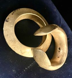 Antique Brass West African Manila Currency Bracelet  and Brass Bangle. Nigeria ? 