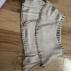 Light Beige Studded Tiered Short Skirt 