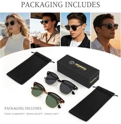 Pack of 2 Unisex Polarized Retro Classic Trendy Stylish Sunglasses UV Block New