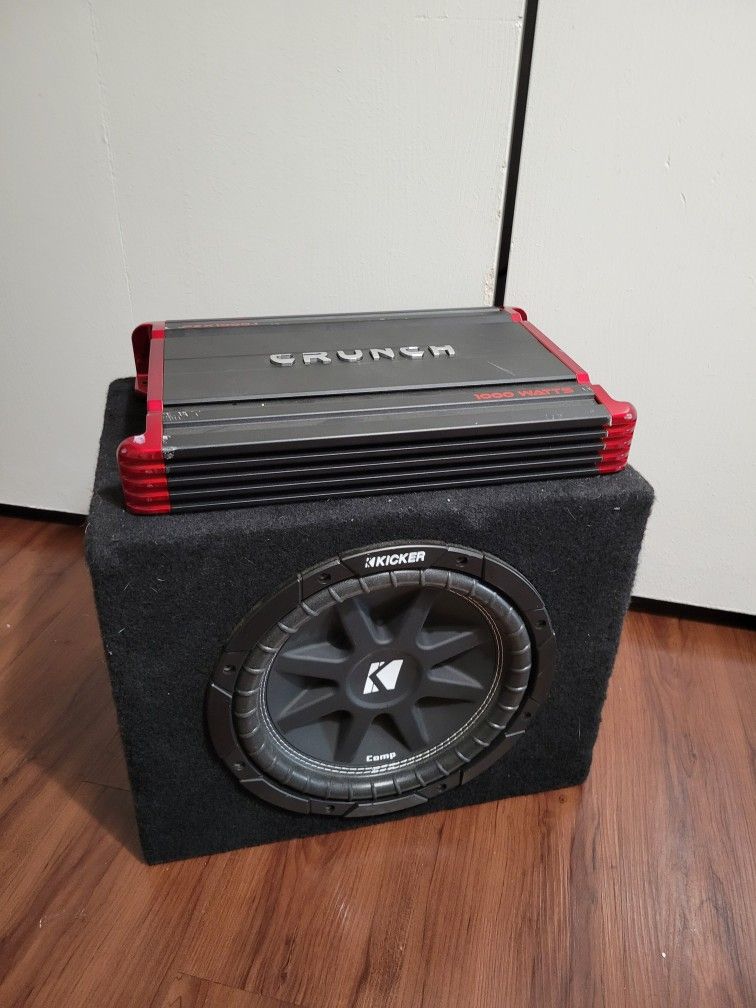 Kicker 8 Inch Sub, Crunch 1000w Amp