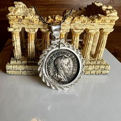 Silver Ancient Roman Pendant Necklace!