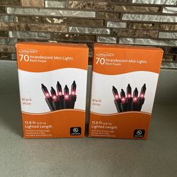 BRAND NEW 70 MINI BLACK PURPLE LIGHTS BLACK WIRE 15.8 FT $5 EACH