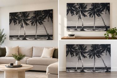 Black & White Modern Painting - Palm Tree Design