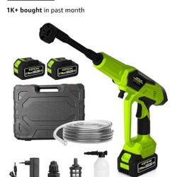 Cordless Pressure Washer. 1450PSI Portable Power Washer with 6-in-1 Nozzle, 21V Hand Held Pressure Washer with 2 Batteries, Electric Power Cleaner for