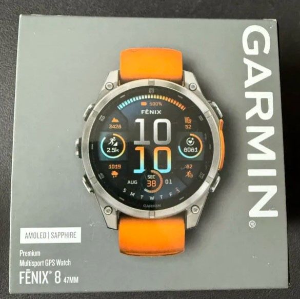 Garmin Fenix 8 [NIB] Titanium with Spark Orange wristband