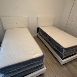New Twin Size Bed Frame With MATTRESS SET 2 Beds Twin Size 2 Mattress Twin Size Everything Included 
