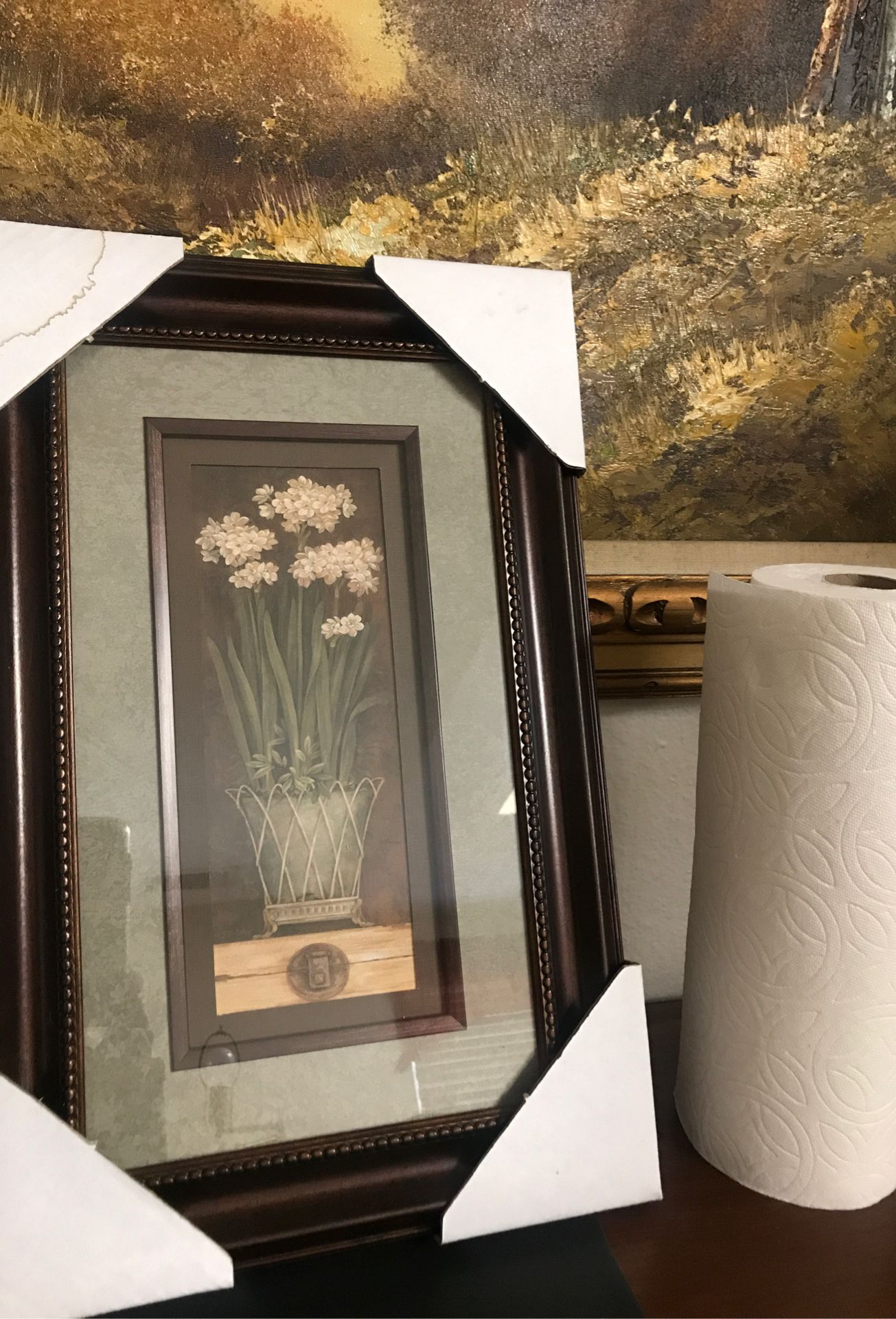 Flower with pot picture framed