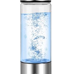 Aqua Vital Hydrogen Water Bottle 2026 Generator 16 oz/470 ml SPE-PEM Ionized H₂ Hydration Bottle USB-C Rechargeable Glass Flask with Auto Shut-Off Por