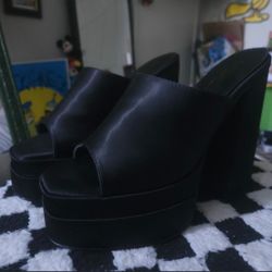 Black Satin Heels 