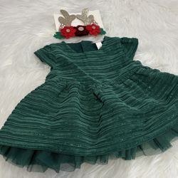 Cat & Jack Baby Dress w/ Bloomers & Holiday Headband *6-9 Months 