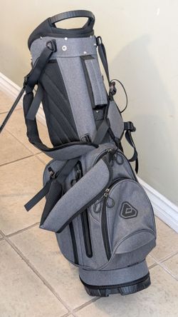 BRAND NEW PRO GOLF MASTERS PGM PREMIUM DESIGN 5-WAY TOP 7 ZIPPERS POCKETS DUAL STRAPS SEMI CONCEALED GOLF STAND BAG is STYLISH GRAY/ BLACK COLOR AND B