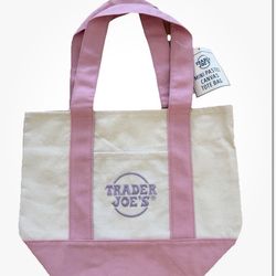 Trader Joe's Pastel Mini Canvas Tote Bag 2026 Limited Edition NWT Pink In Hand