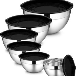 LIANYU 4 PCS Stainless Steel Mixing Bowls with Lids Set, Large Size 3.5, 2.5, 1.5, 1QT, Kitchen Nesting Metal Bowl Sets, Ideal for Baking Cooking Serv