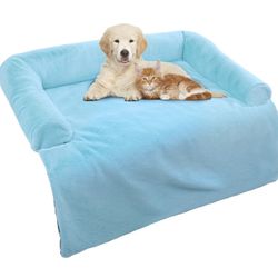 Calming Dog Bed for Small Dogs/Cats, Soft Faux Rabbit Fur Anti Anxiety Pet Bed, Washable Dog Couch Cover Dog Mats for Furniture, Orthopedic Dog Bed fo