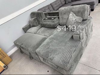 2-pc convertible sectional sofa with 2-cup holders & USB port