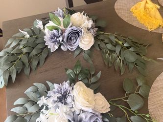 2 piece set of dusty blue arch flowers