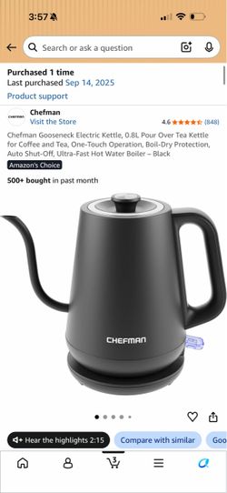 Chefman Gooseneck Electric Kettle – Black